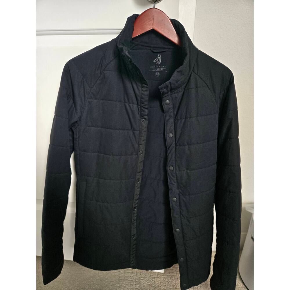 Walter Sky WS-J02 Black Puffer Jacket Versatile Midwt Black Snap Front XS Mens